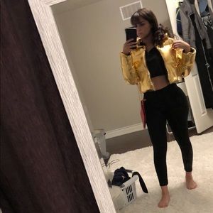 Prettylittlething Gold Bomber Jacket